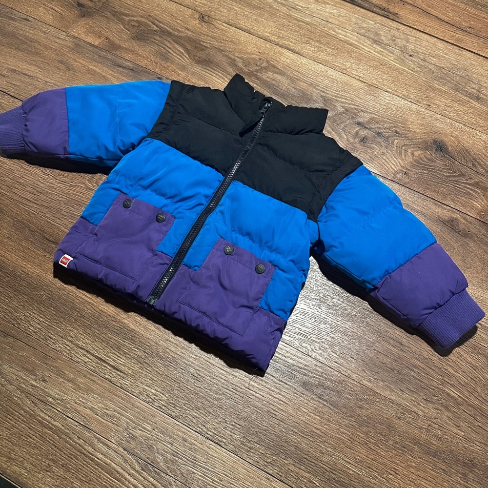LEGO Blue Purple Black Colorblock Puffer Jacket Kids 2T